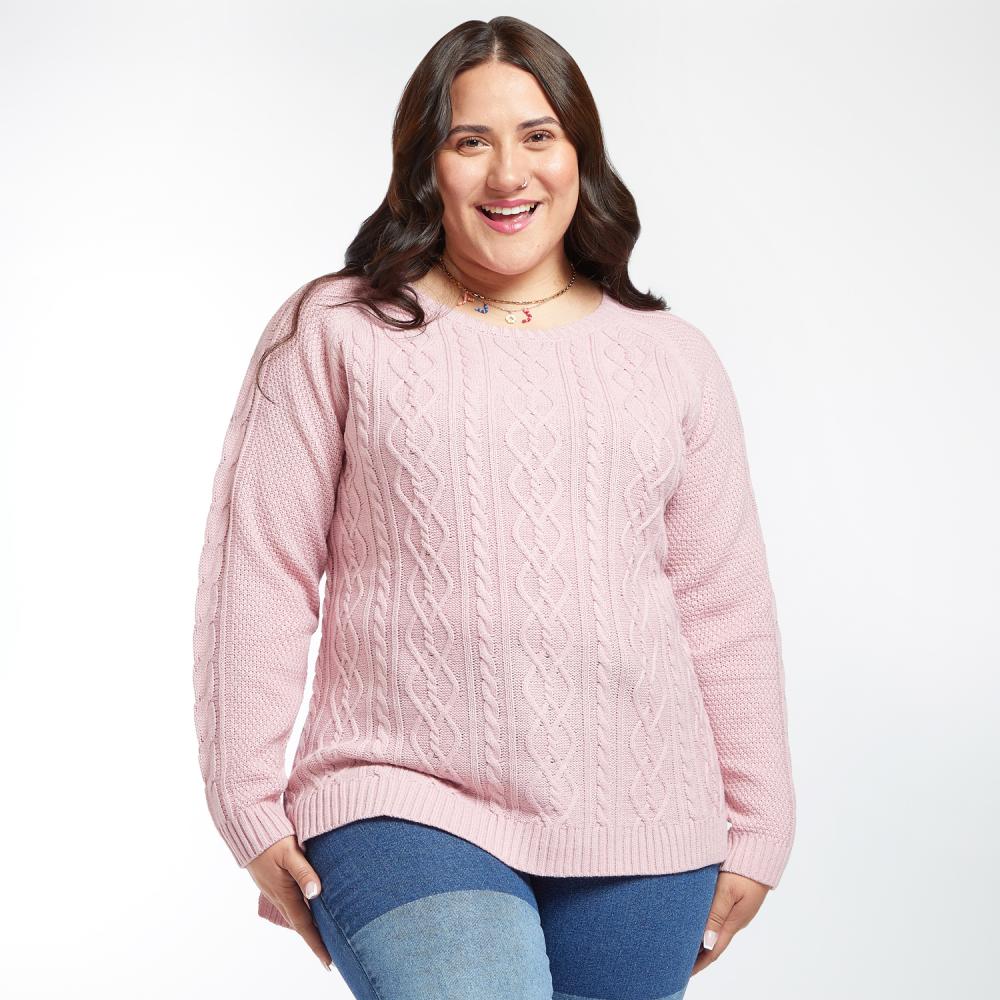 Sweater Talla Grande Trenzado Regular Cuello Redondo Mujer Sexy Large en Oferta Hites