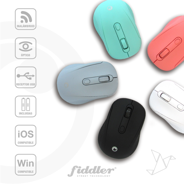 Mouse Óptico Inalámbrico Fiddler Negro FD-223