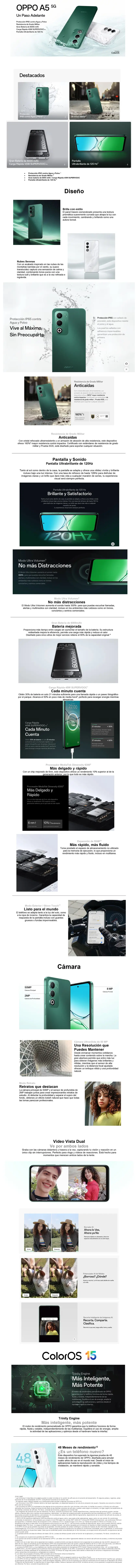 Smartphone Oppo A5 / 5G / 256 GB / Verde / Liberado