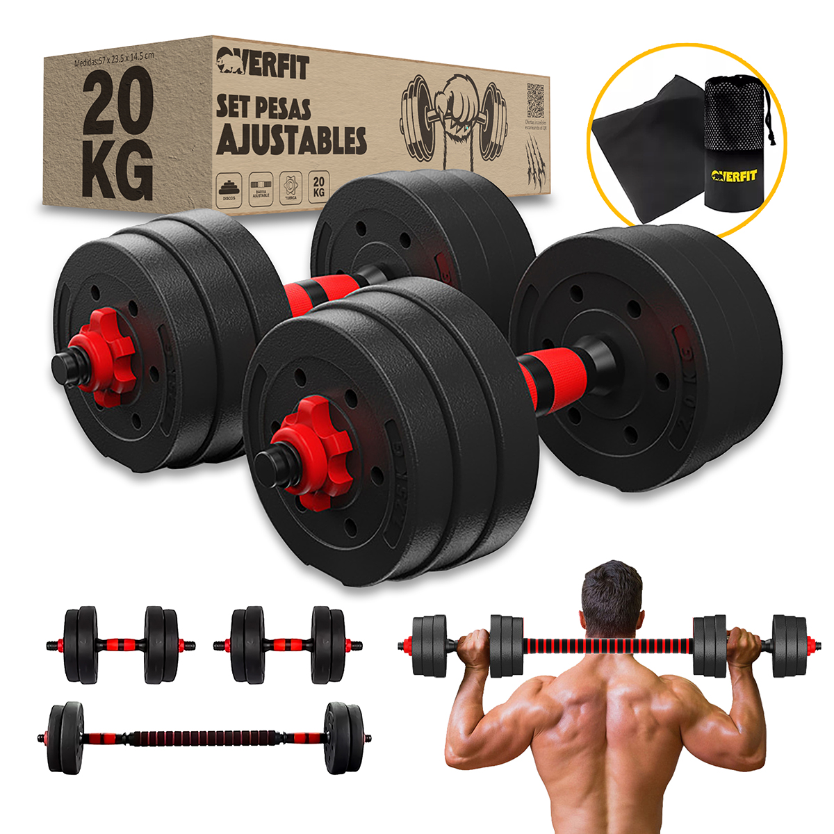 40 Kg Kit De Entrenamiento Pesas Hacer Conjunto De Mancuernas