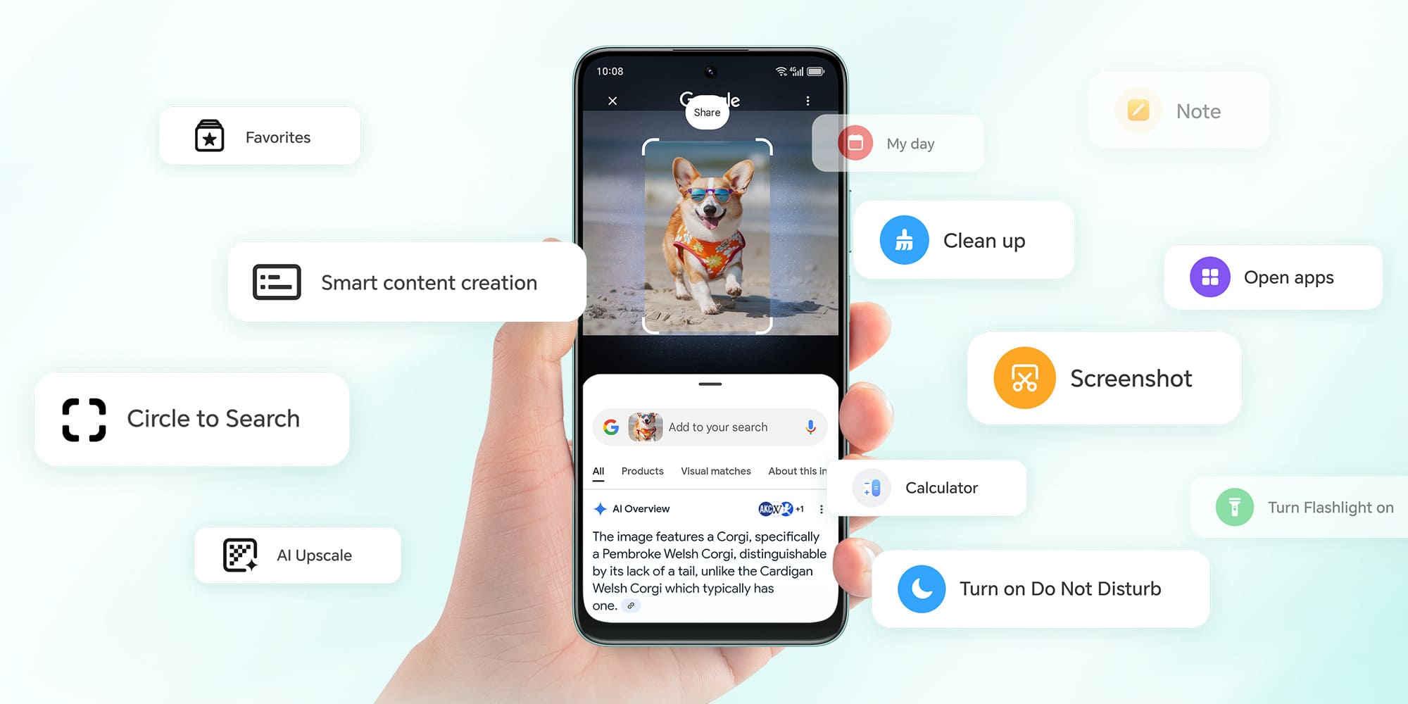 Botón asistene móvil con AI. 