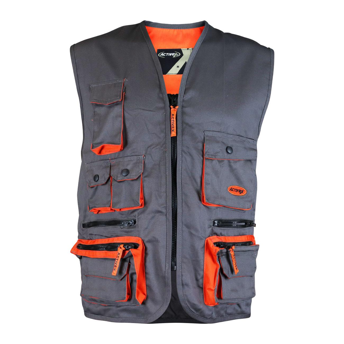 Chaleco Geólogo Gabardina Gris/naranjo Activex