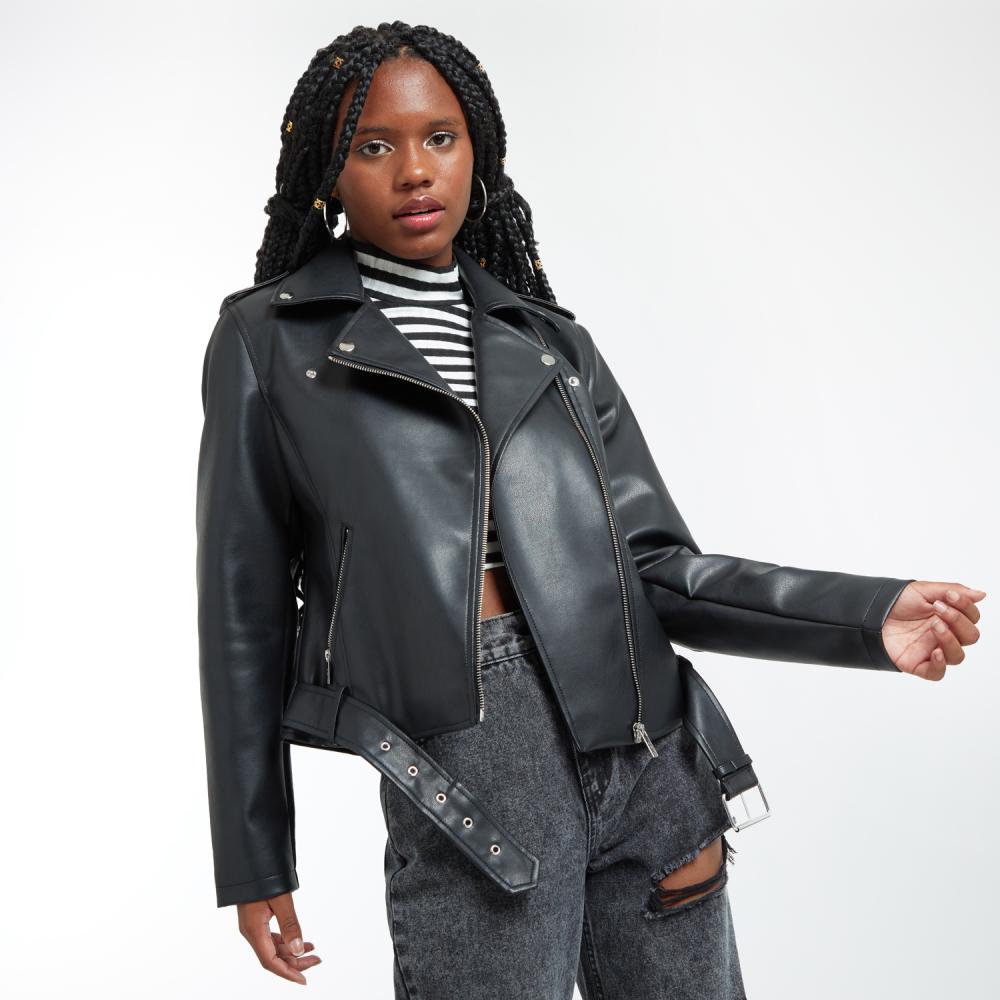Chaqueta Biker Pu Cuello V Mujer Rolly Go en Oferta | Hites.com